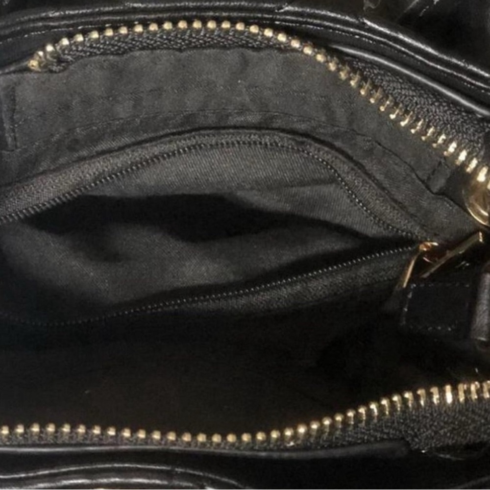 Bagdley Mischka Mini Black Quilted Handbag/Shoulderbag with Gold Accents & Lock - Picture 4 of 4